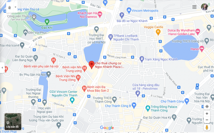 Tòa nhà Ngọc Khánh Plaza lân cận với những tuyến đường quan trọng như Kim Mã, Nguyễn Chí Thanh, Đê La Thành…