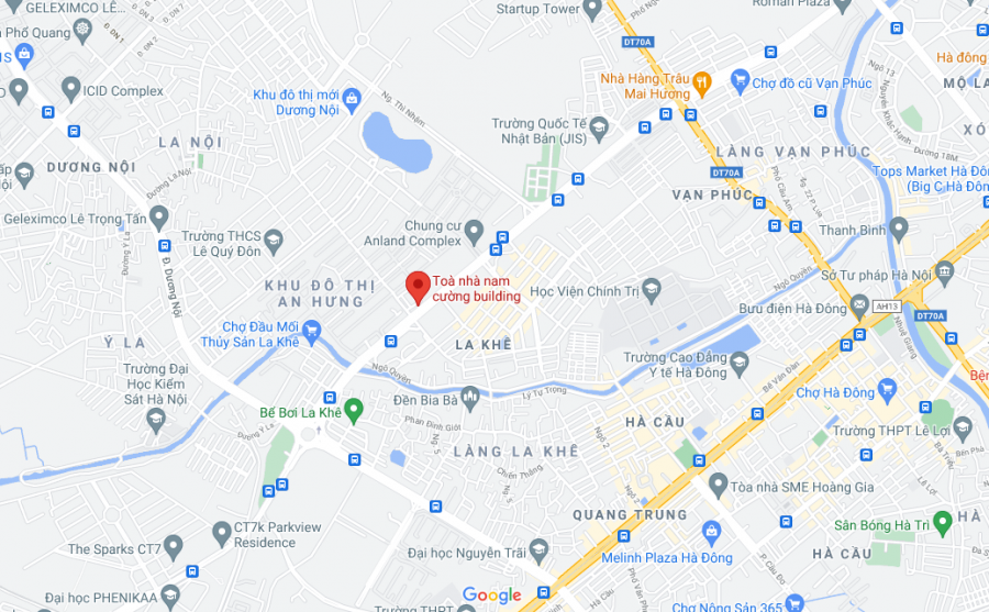 Nam Cường Building tọa lạc tại tuyến đường 2 chiều trên đường Tố Hữu (Lê Văn Lương kéo dài), nối liền giữa quận Hà Đông và Thanh Xuân
